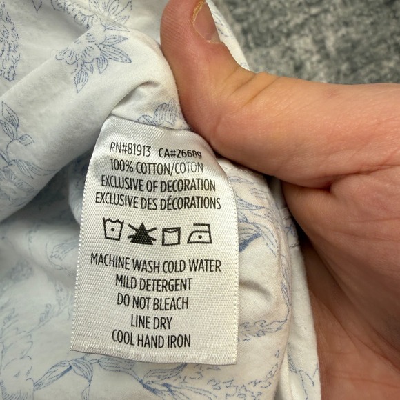 Robert Graham Shirt Men Large White Blue Floral Band Collar Flip Cuff Art Party - Picture 12 of 14